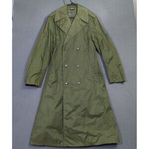 Military VTG Raincoat Men's 36 Green Nylon Rubber Coated Trench Coat 70s